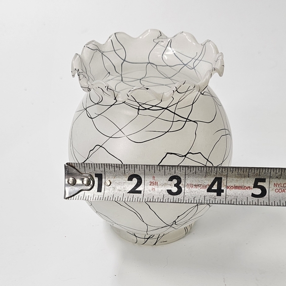 Vintage Anchor Hocking Frosted DRIZZLE Glass Globe Vase Spaghetti String MCM Vas - Picture 6 of 6
